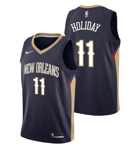 Men New Orleans Pelicans #11 Holiday Blue Game Nike NBA Jerseys